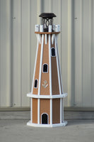 32" Octagon; Solar Powered Poly Lighthouses, Carmel/white trim