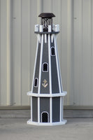 32" Octagon; Solar Powered Poly Lighthouses Gray/white trim