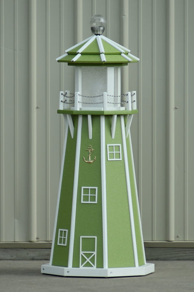 4 ft. Octagon Solar and Electric Powered Poly Garden Lighthouses Lime ...