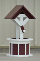 2 ft. Poly Wishing well Planter, Cherry and White