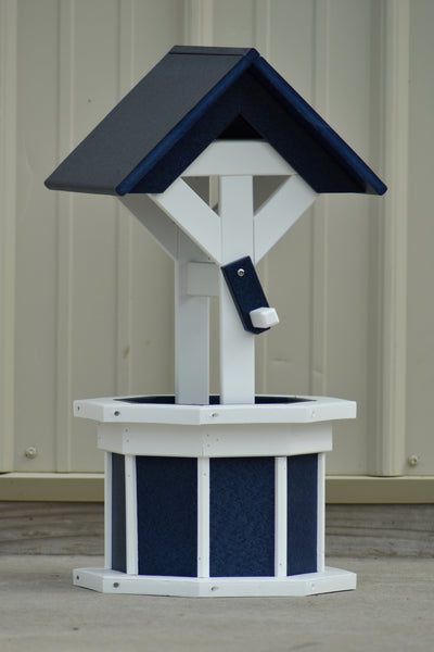2 ft. Poly Wishing well Planter, Patriot (Navy) Blue and White