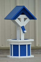2 ft. Poly Wishing well Planter, Blue and White