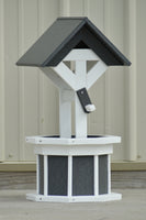 2 ft. Poly Wishing well Planter, Gray and White