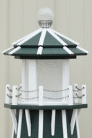 6 ft. Octagon Solar and Electric Powered Poly Lighthouse, Green/white trim