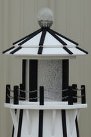 4 ft. Octagon Solar and Electric Powered Poly Lawn Lighthouses, White/Black Trim