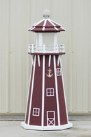 4 ft. Octagon Solar and Electric Powered Poly Lawn Lighthouses, Cherry/white trim