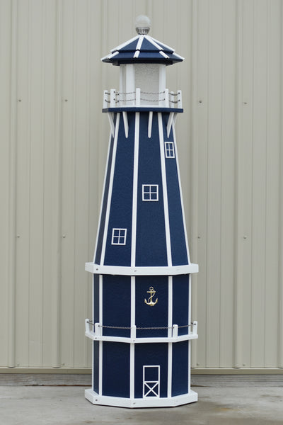 6 ft. Octagon Solar and Electric Powered Poly Lighthouses Patriot Blue and White