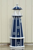 5 ft. Octagon Solar and Electric Powered Poly Lighthouses, Patriot Blue/white trim