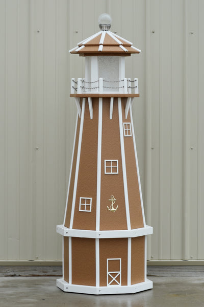 5 ft. Octagon Solar and Electric Powered Poly Lighthouses Carmel with White trim