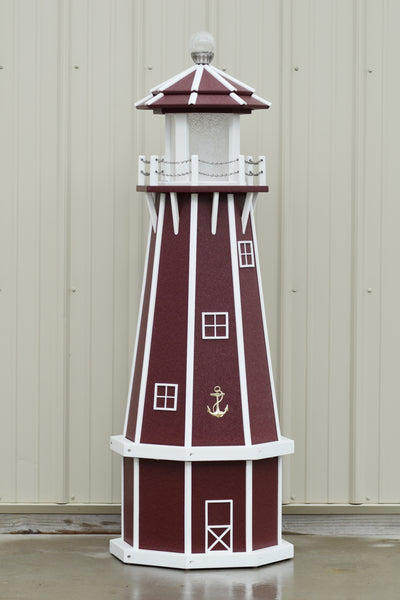 5 ft. Octagon Solar and Electric Powered Poly Lighthouses Cherry with White trim