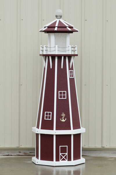 5 ft. Octagon Solar and Electric Powered Polywood Lighthouses Cherry with White trim