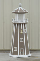 4 ft. Octagon Solar and Electric Powered Poly Garden Lighthouses, Clay/white trim