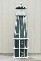 6 ft. Octagon Solar and Electric Powered Poly Lighthouse, Green/white trim