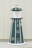 4 ft. Octagon Solar and Electric Powered Poly Lawn Lighthouse, Green/white trim
