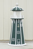 4 ft. Octagon Solar and Electric Powered Poly Lawn Lighthouse, Green/white trim